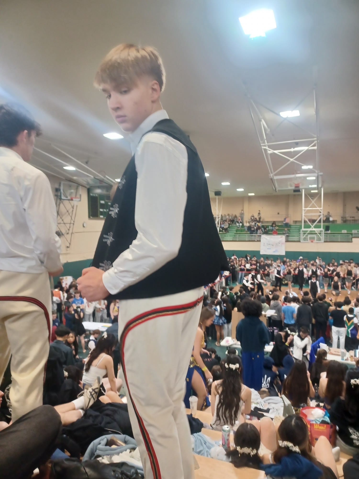 David in Polish cultural dance attire at a cultural event