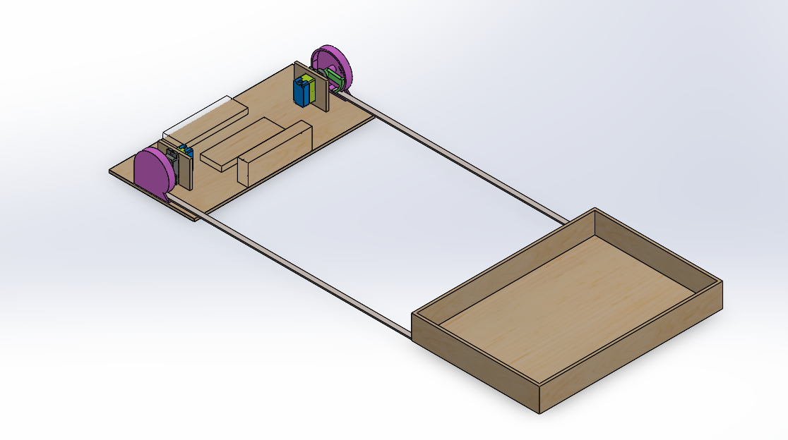 SolidWorks CAD concept for the spring-powered autonomous sled